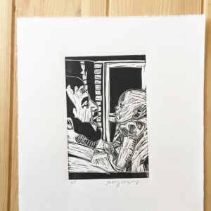 Father and Daughter Linocut Print