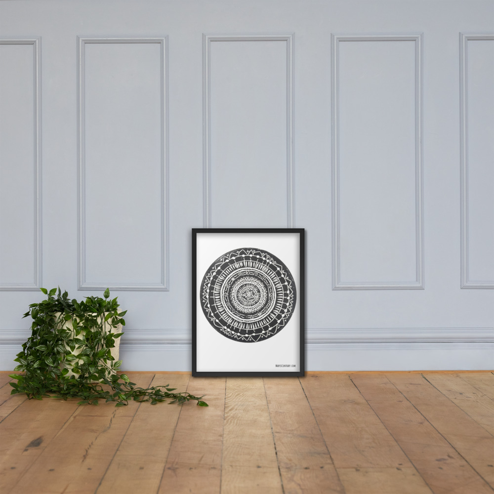 This is an image of a black mandala printed on white paper. It is made to order.