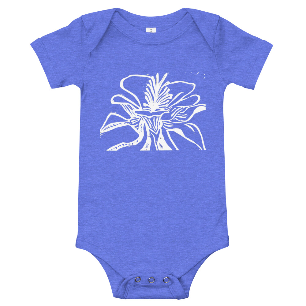 Baby short sleeve one piece - White Flower Print - Image 4