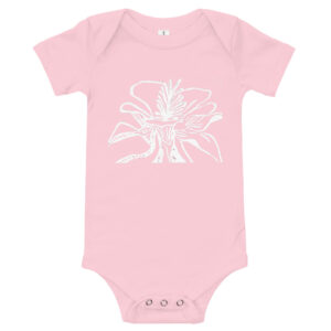 Baby short sleeve one piece - White Flower Print