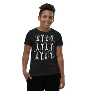 Youth Short Sleeve T-Shirt - Rocket Print With White Print