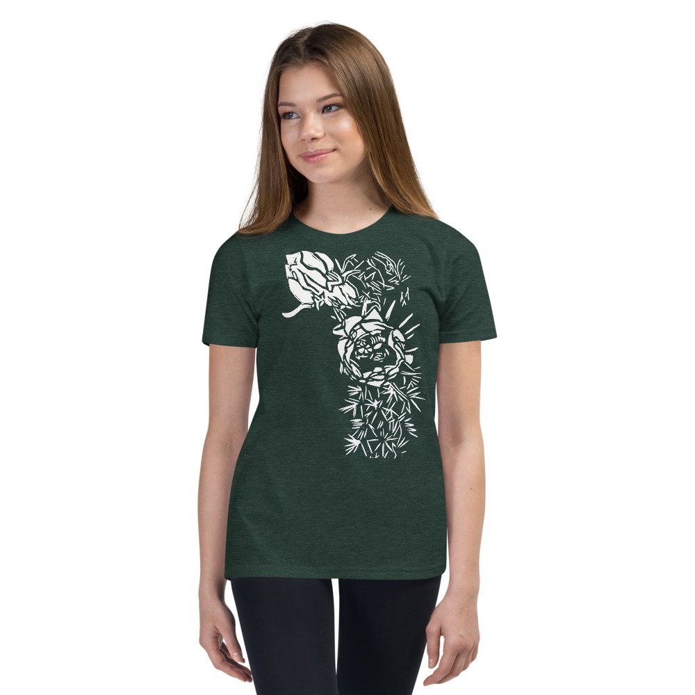 Youth Short Sleeve T-Shirt - Cactus Bloom Print - Image 2