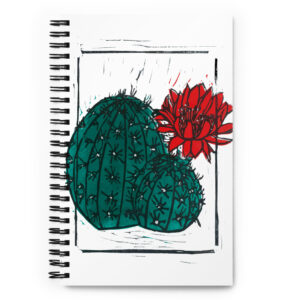 Cactus Flower Red and Green Spiral notebook
